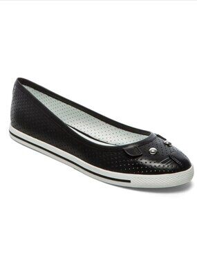 Marc Jacobs MBMJ Black Perforated Leather Flat Shoes - 6.5 - 7